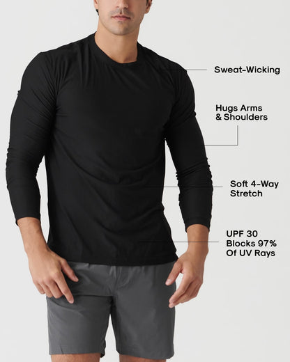Black Active Long Sleeve Crew Neck T-Shirt