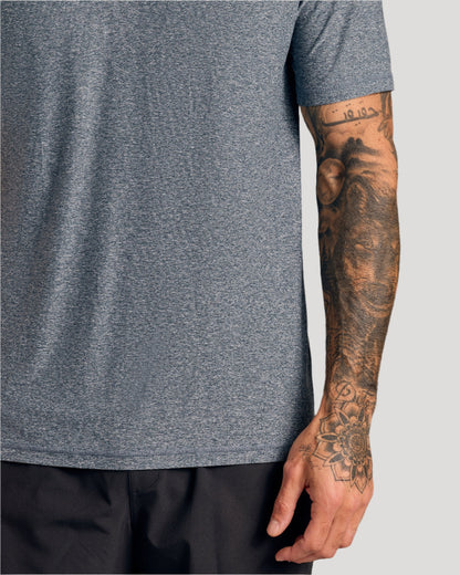 Heather Navy Short Sleeve Active Polo