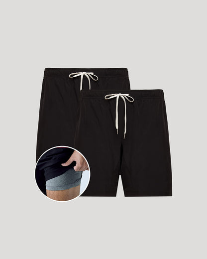 9" All Black Active Quick Dry Shorts 2-Pack