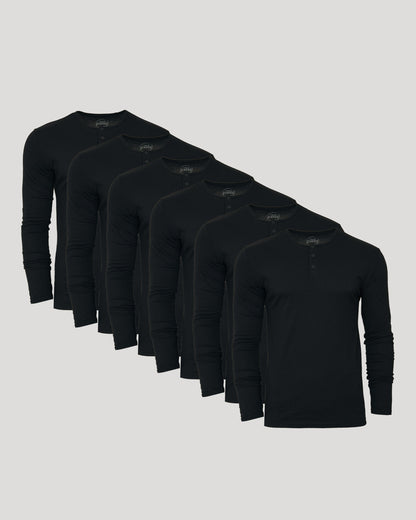 All Black Classic Henley 6-Pack