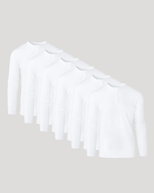 All White Classic Henley 6-Pack
