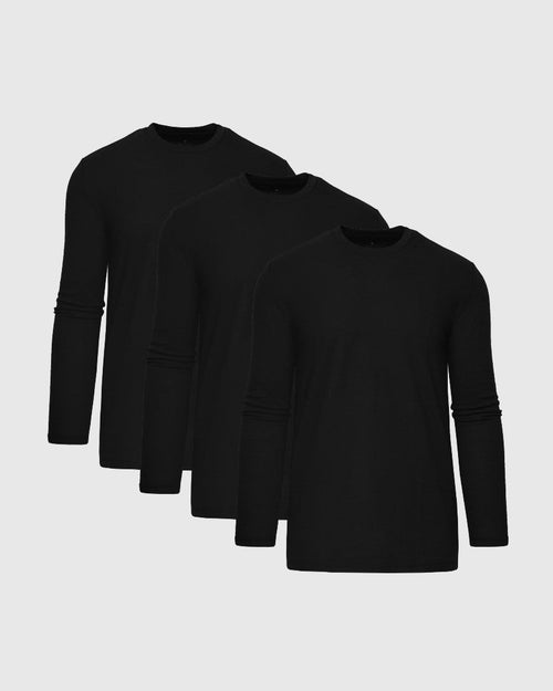 Black Classic Long Sleeve Crew Neck 3-Pack