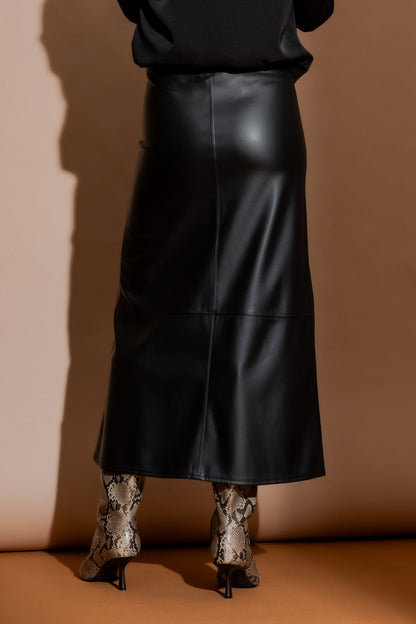 Black Faux Leather Skirt