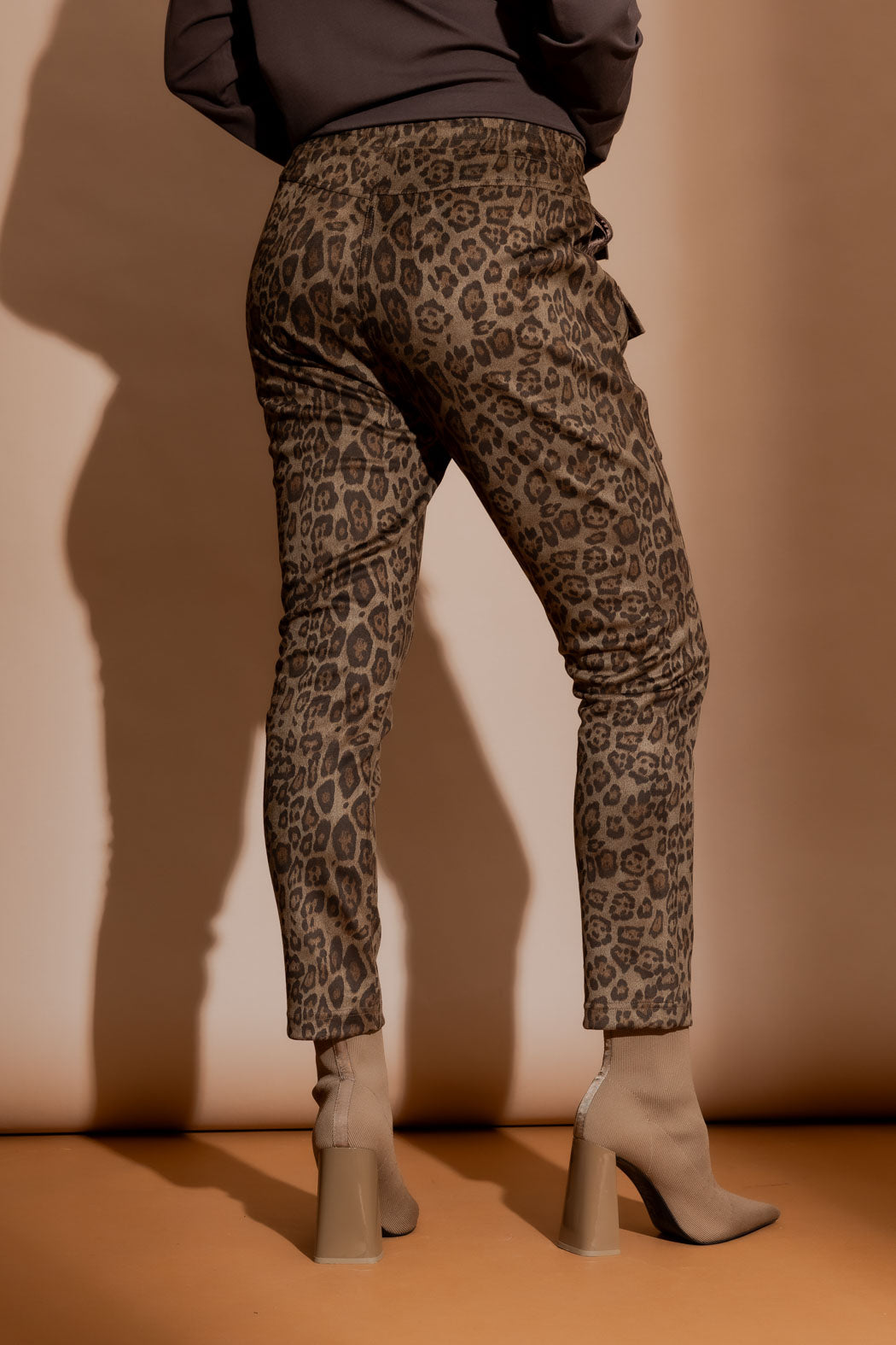 Brown Animal Suede Cargo Jogger Pant Brown Animal