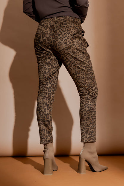 Brown Animal Suede Cargo Jogger Pant Brown Animal