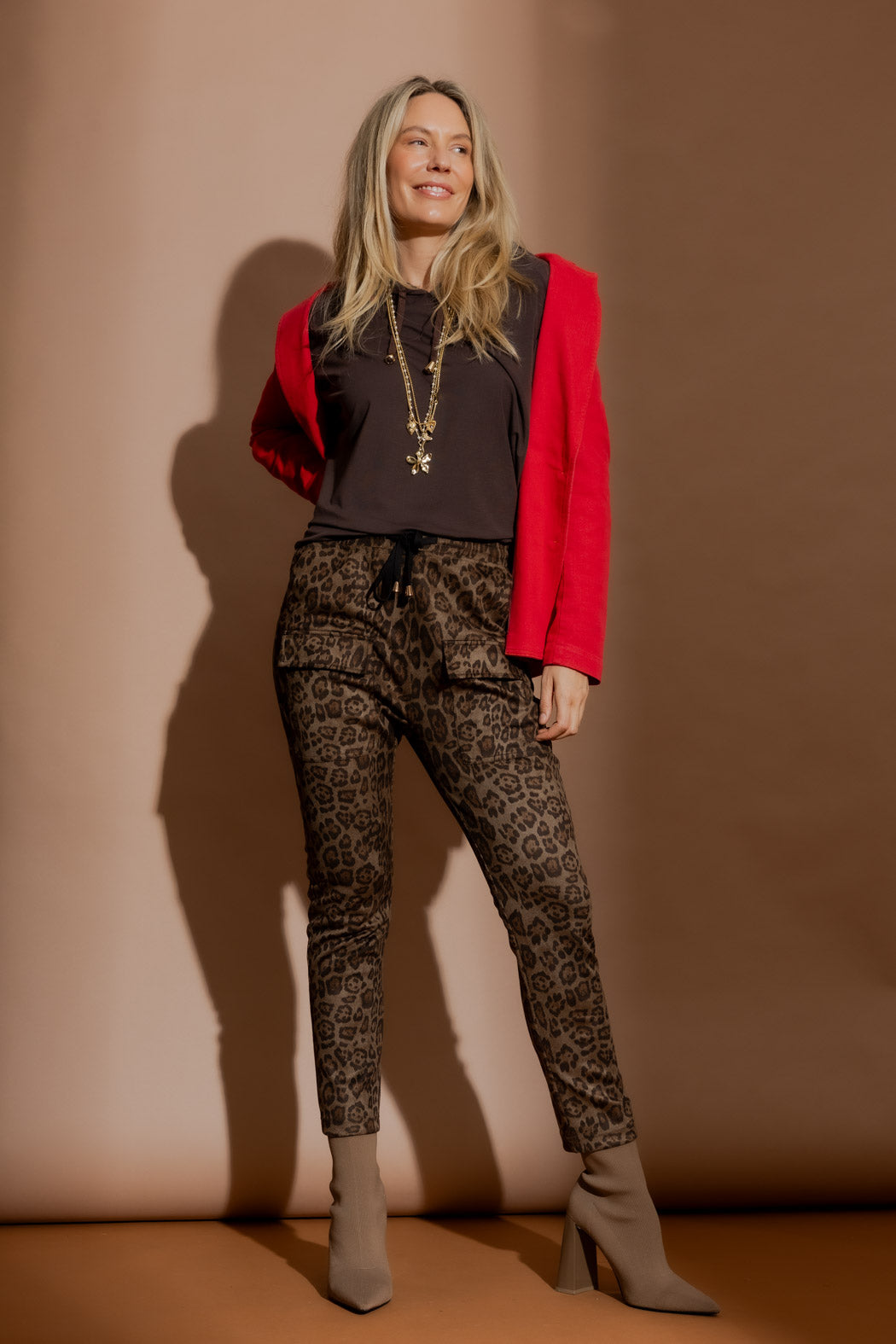 Brown Animal Suede Cargo Jogger Pant Brown Animal