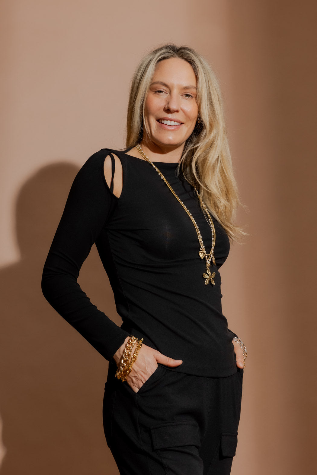 Black Tencel Splice Top