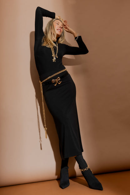 Black Tencel Bias Skirt