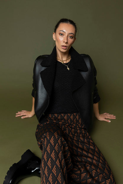 Black Vegan Shearling Jacket - Sale
