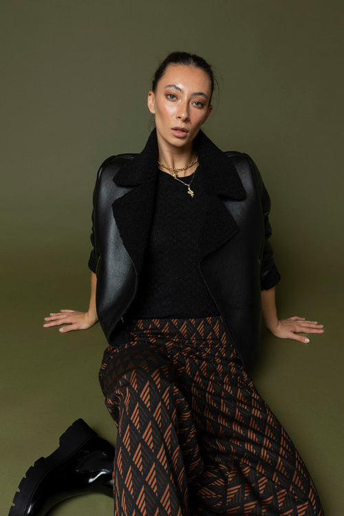 Black Vegan Shearling Jacket - Sale