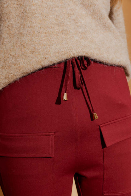 Burgundy Premium Ponte Cargo Jogger Pant