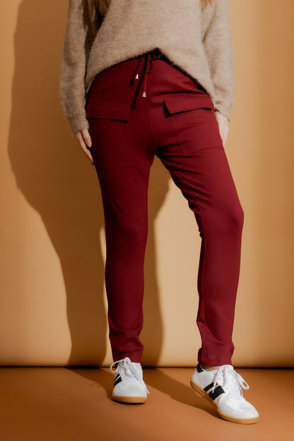 Burgundy Premium Ponte Cargo Jogger Pant