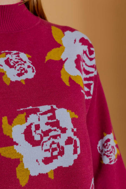 Burgundy Blossom Knit Jumper Burgundy S