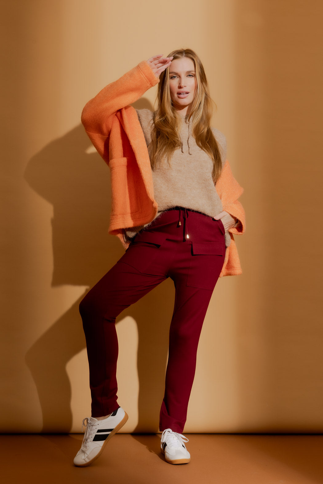 Burgundy Premium Ponte Cargo Jogger Pant