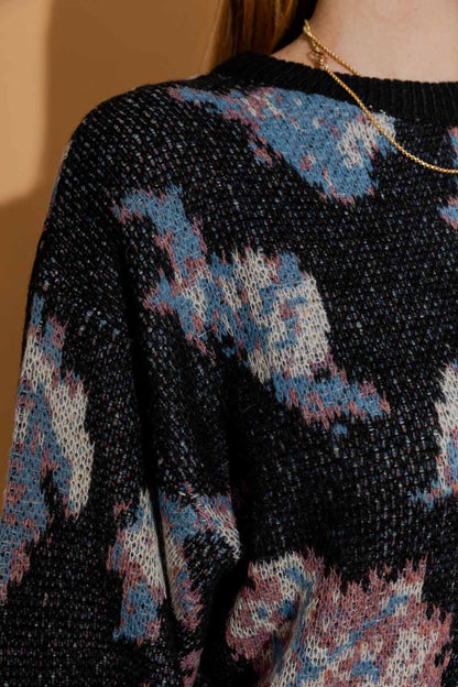 Black Floral Bell Jumper Black S