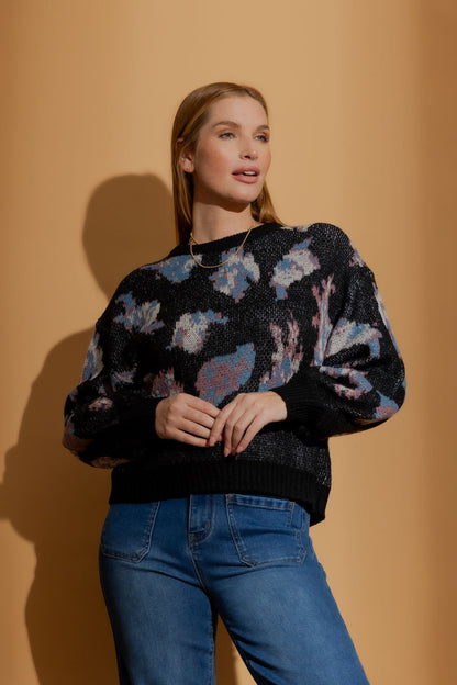 Black Floral Bell Jumper Black S