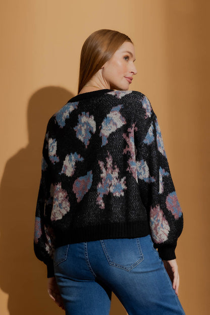 Black Floral Bell Jumper Black S