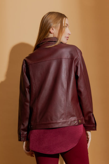 Burgundy Faux Leather Vintage Jacket