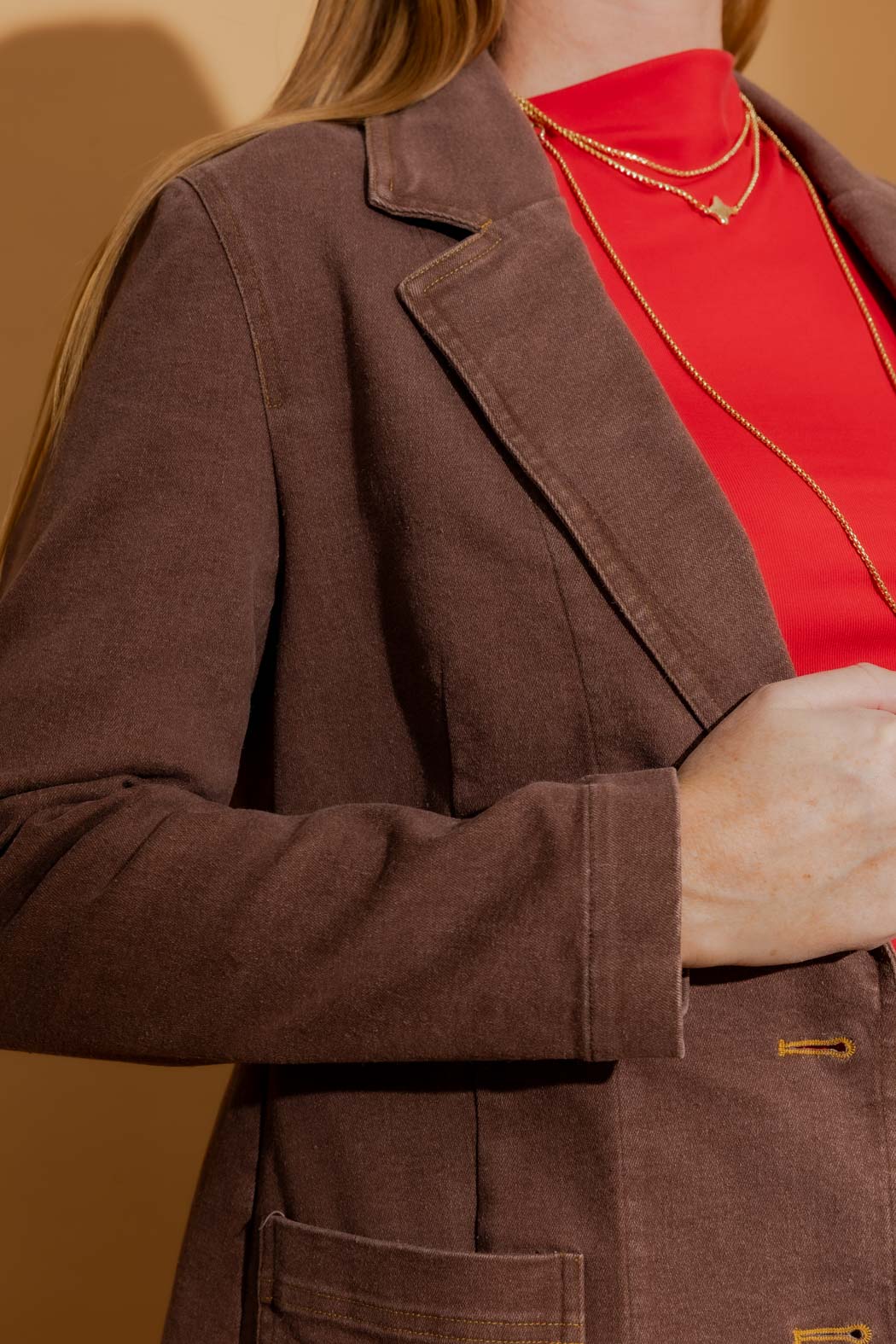Brown Denim Blazer