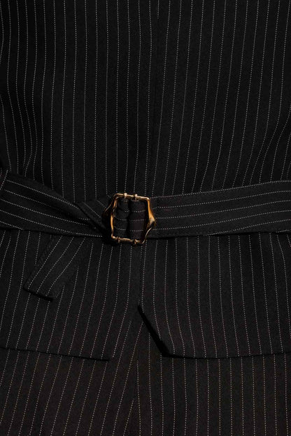 Black Pinstripe Tailored Vest Black Pinstripe