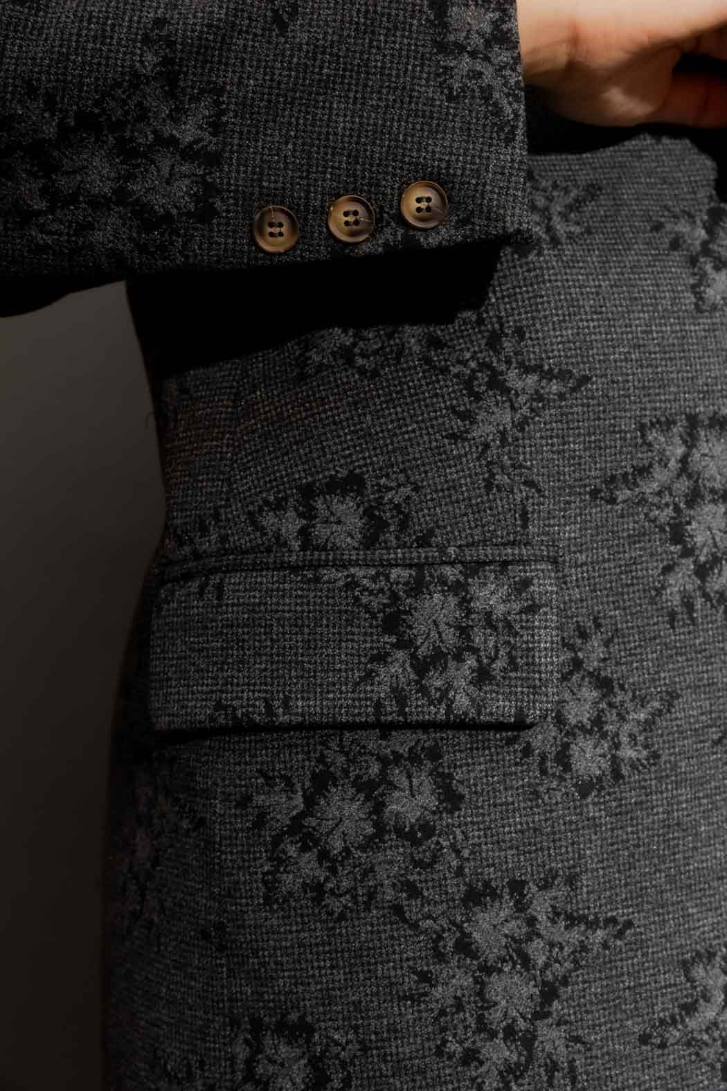 Charcoal Floral Oversized Blazer