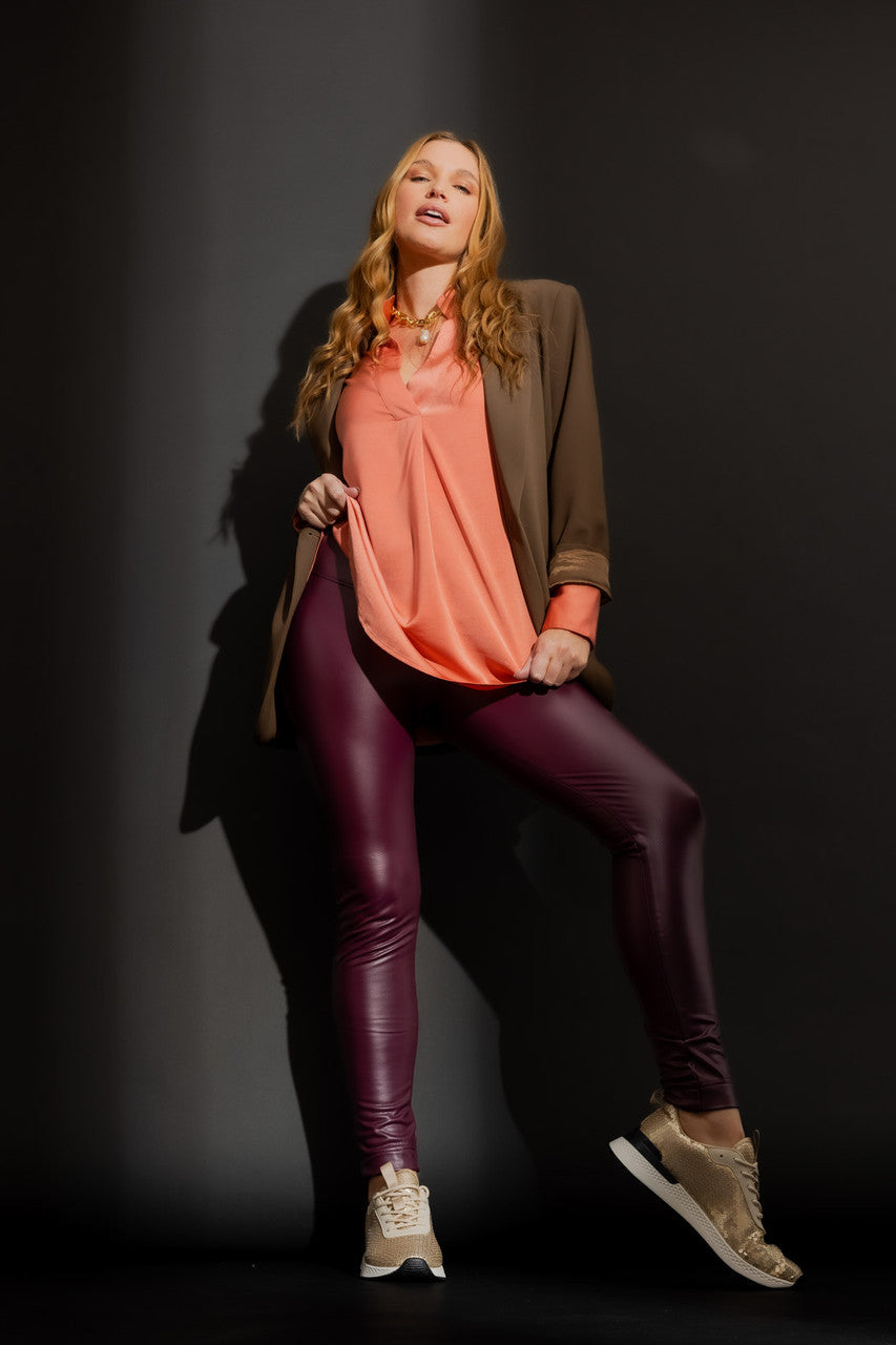 Burgundy Croc Coated Miracle Pant