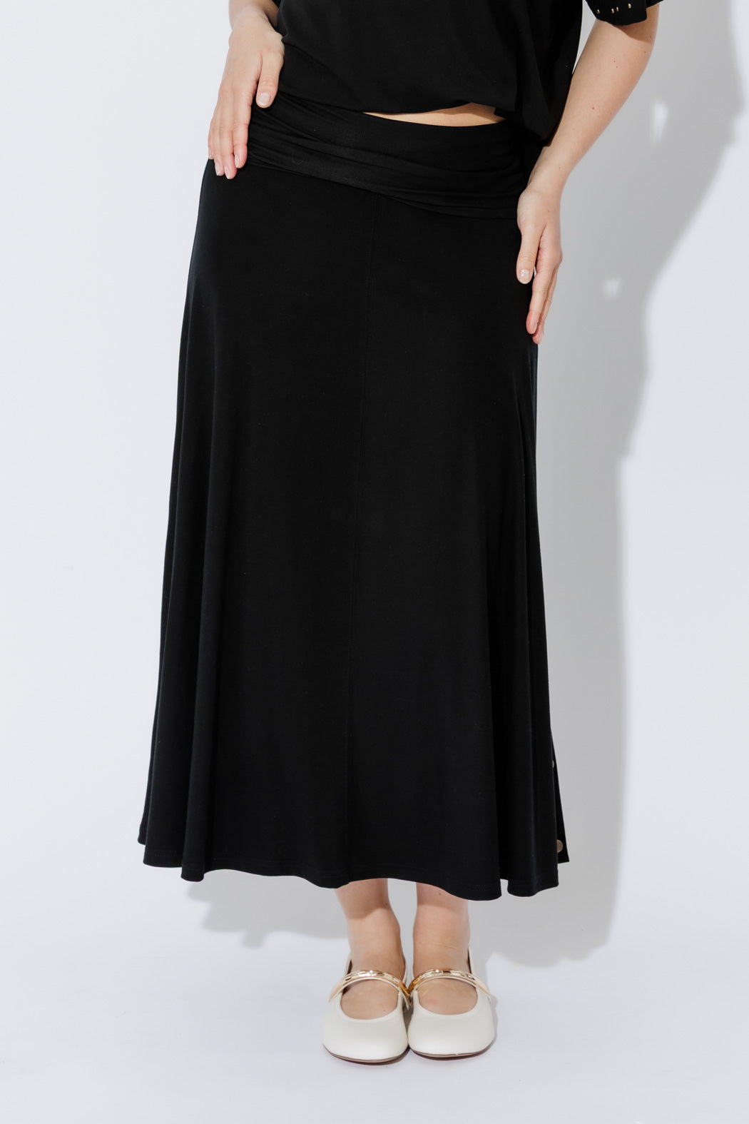 Black Tencel Stud Skirt