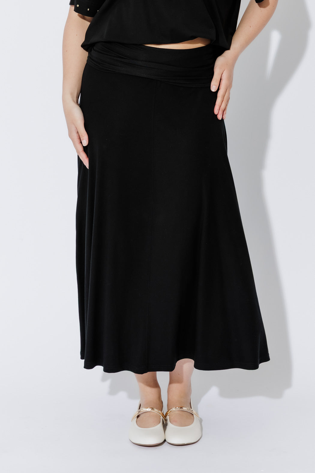 Black Tencel Stud Skirt