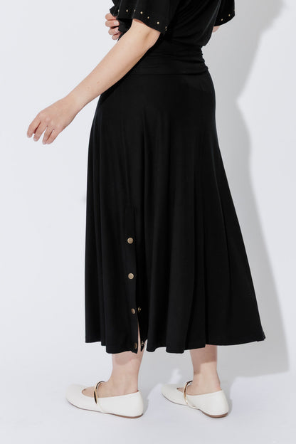 Black Tencel Stud Skirt