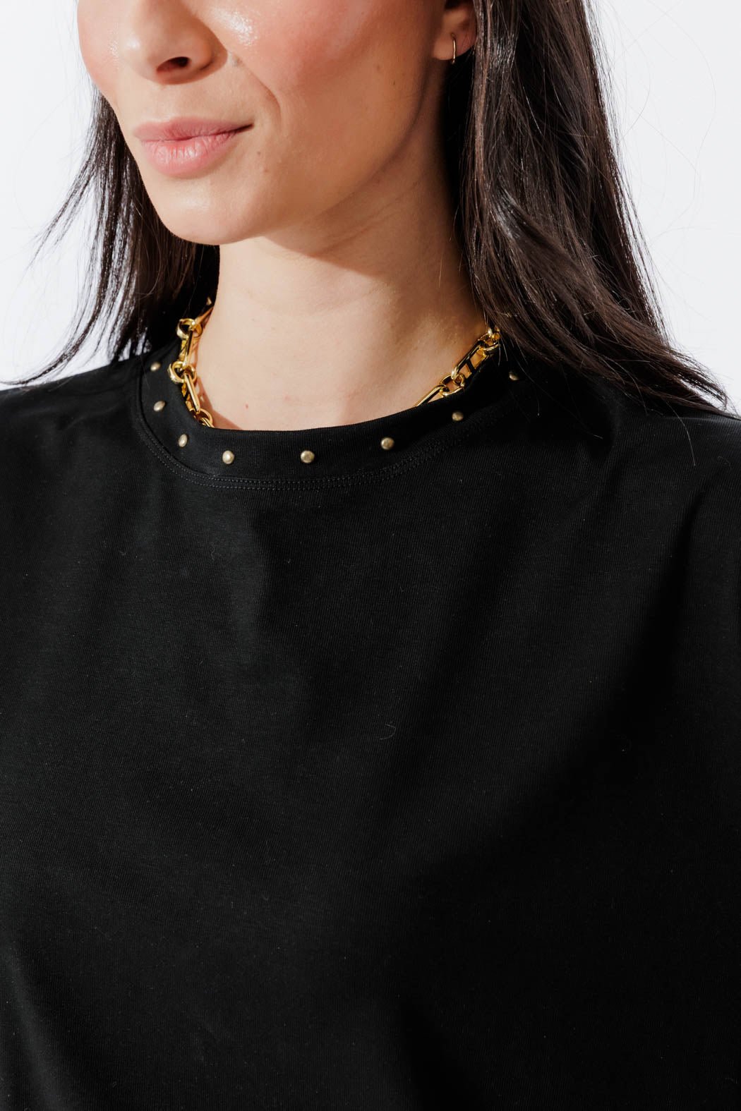 Black Tencel Stud T-Shirt