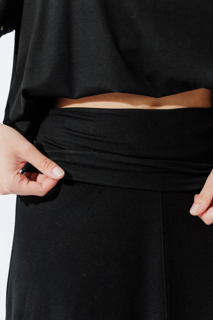 Black Tencel Stud Skirt