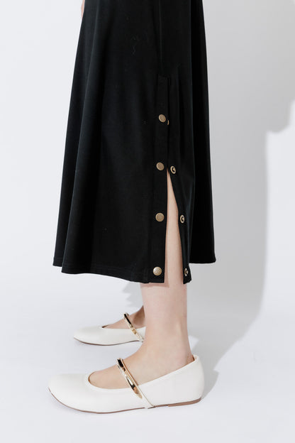 Black Tencel Stud Skirt