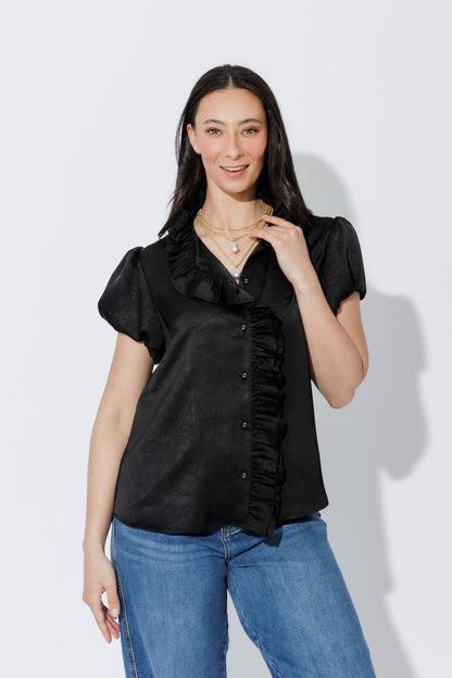 Black Ruffle Blouse