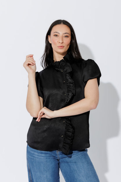 Black Ruffle Blouse