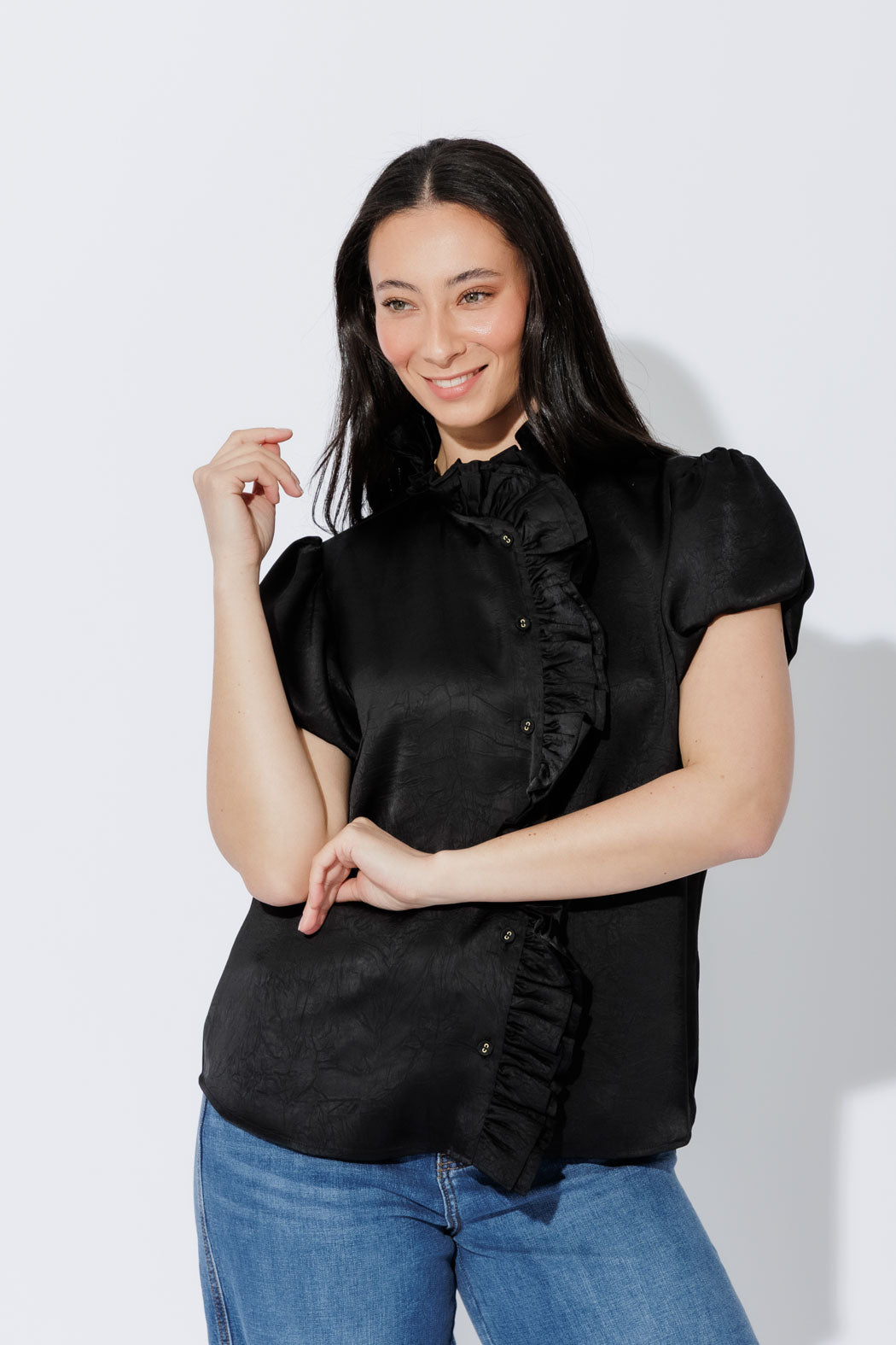 Black Ruffle Blouse