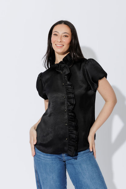 Black Ruffle Blouse