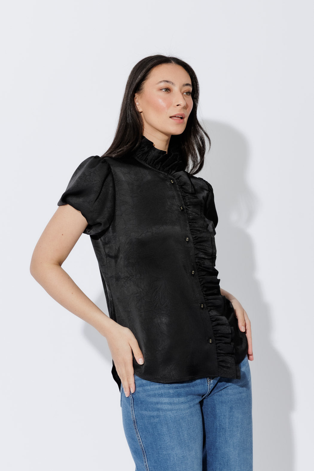 Black Ruffle Blouse