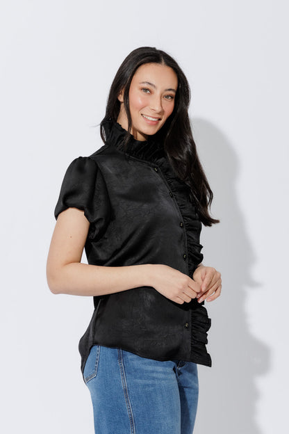Black Ruffle Blouse