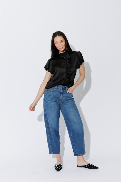 Black Ruffle Blouse