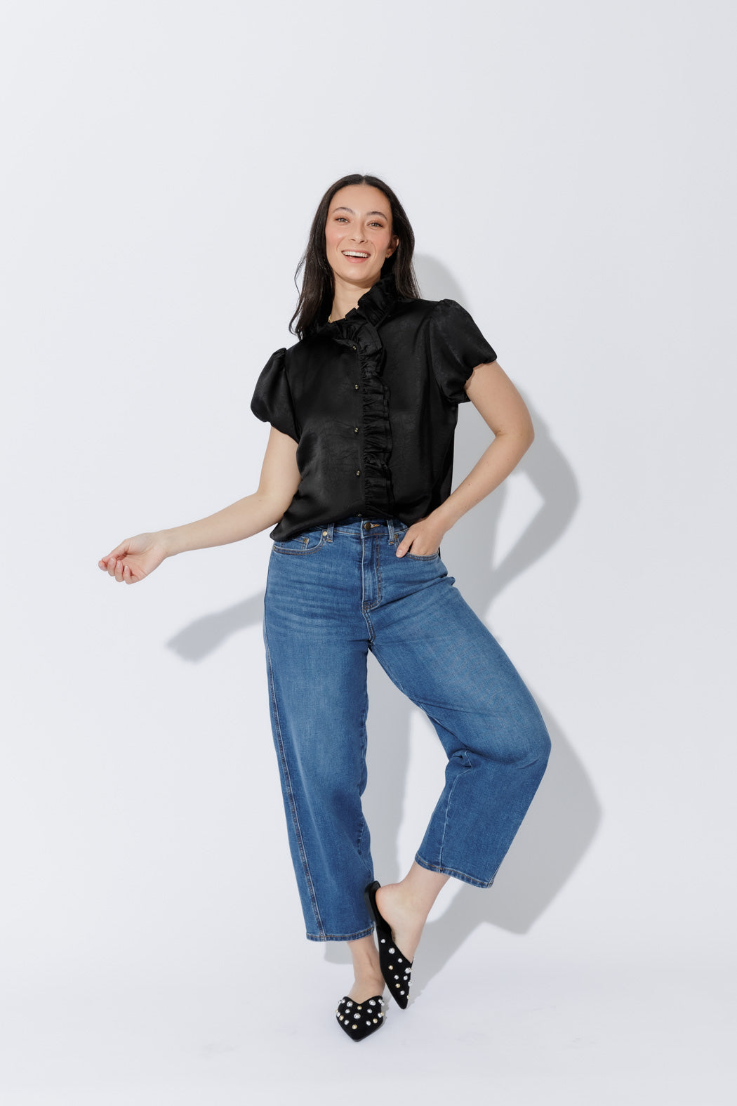Black Ruffle Blouse