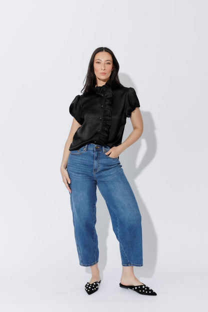 Black Ruffle Blouse