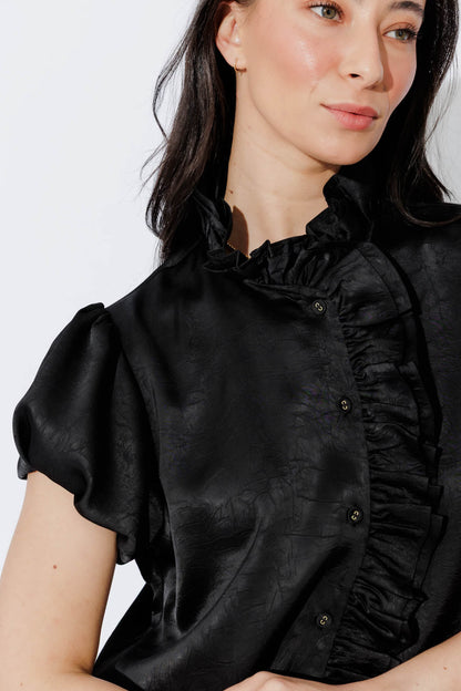 Black Ruffle Blouse