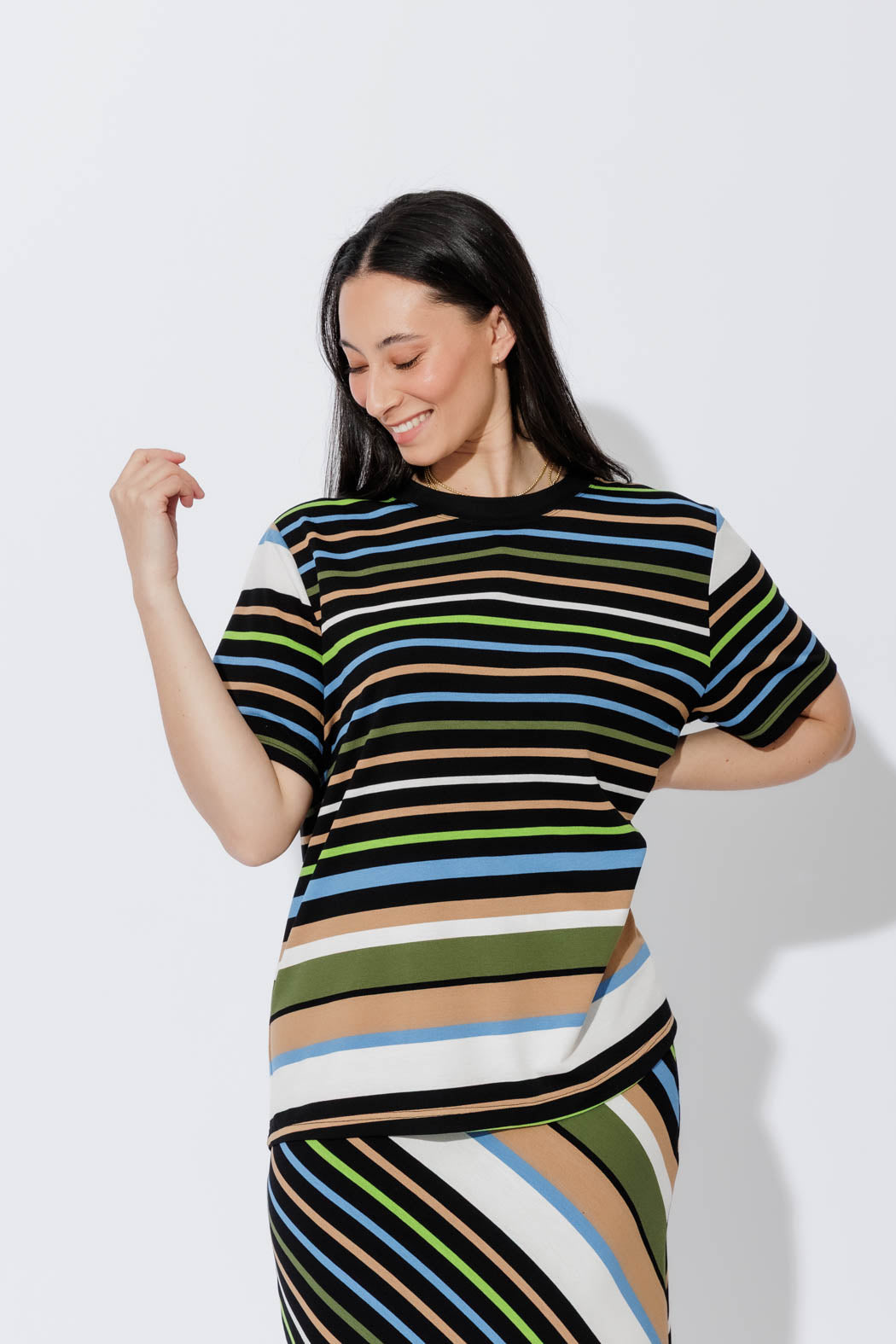 Blue/Green Stripe Boxy T-Shirt