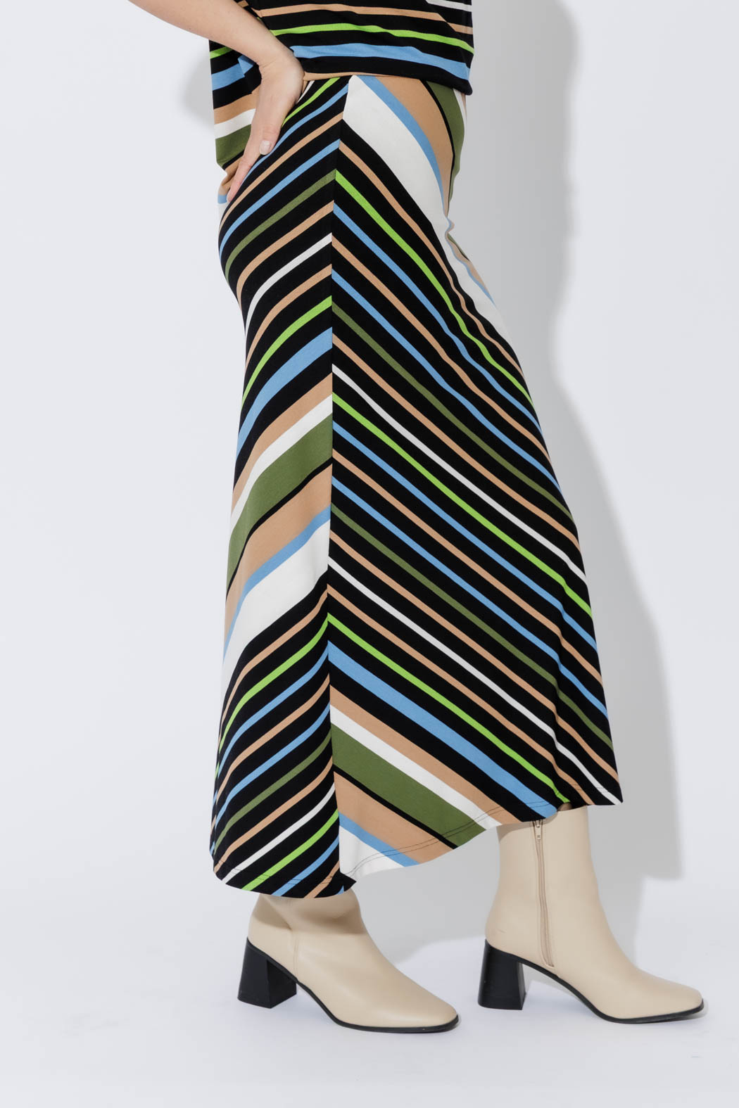 Blue/Green Stripe Bias Skirt