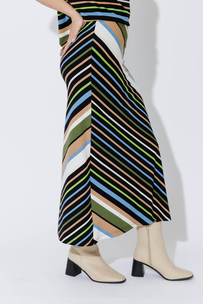 Blue/Green Stripe Bias Skirt