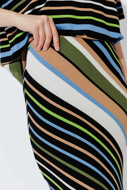 Blue/Green Stripe Bias Skirt