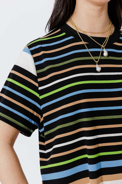 Blue/Green Stripe Boxy T-Shirt