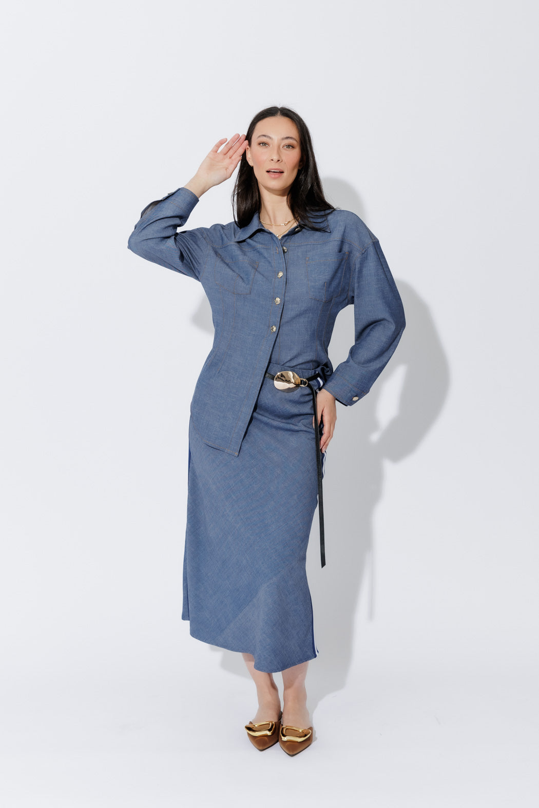 Chambray Sport Bias Skirt