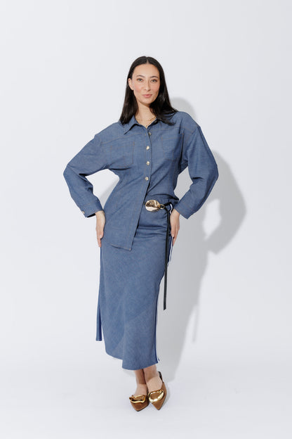 Chambray Sport Bias Skirt