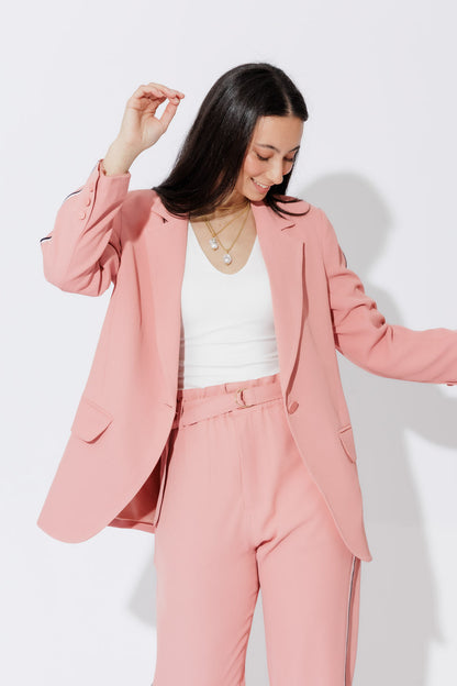 Blush Stripe Boyfriend Blazer